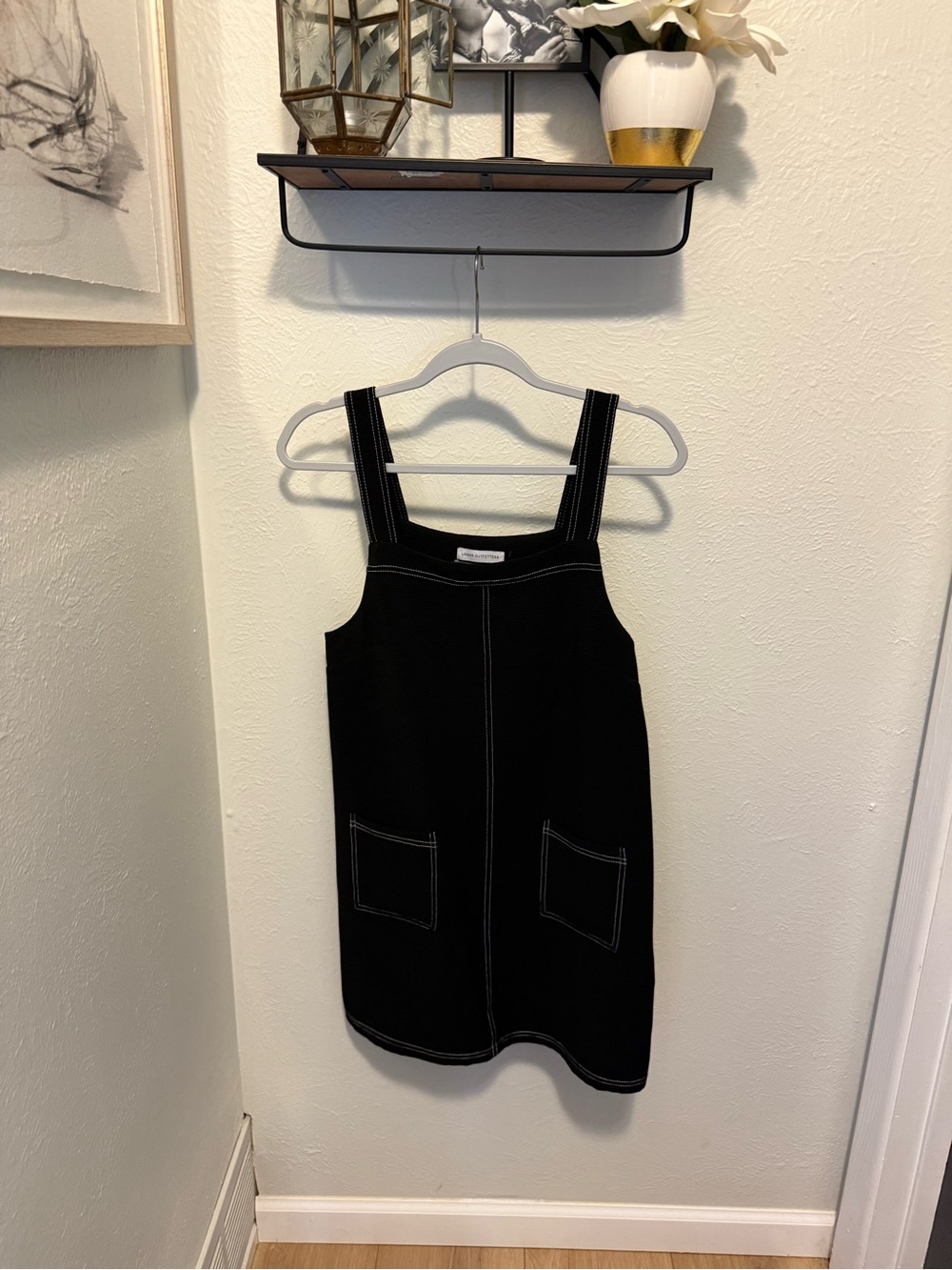 Urban Outfitters Black Contrast Stitch Mini Shift Dress Size M